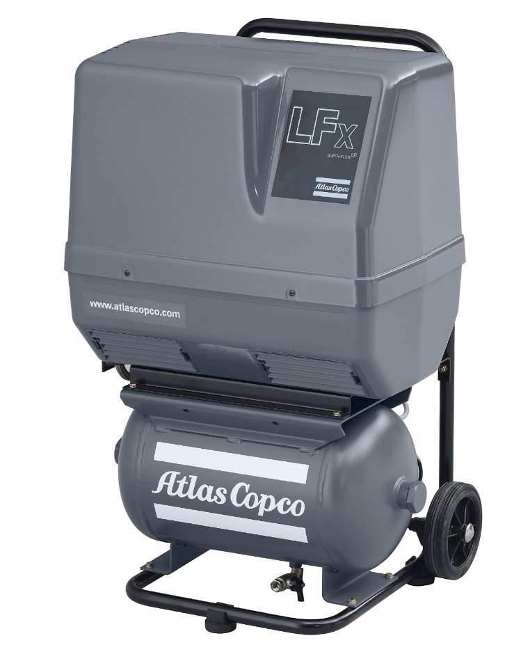 Компрессор поршневой безмасляный Atlas Copco  LFx0.7 / 230В 1ф 50Гц  DOL (Исполнение на тележке с ресивером)
