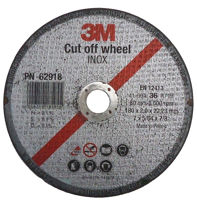62918 Круг отрезной Т41 INOX 180 х 2,0 х 22,23 мм, 3М